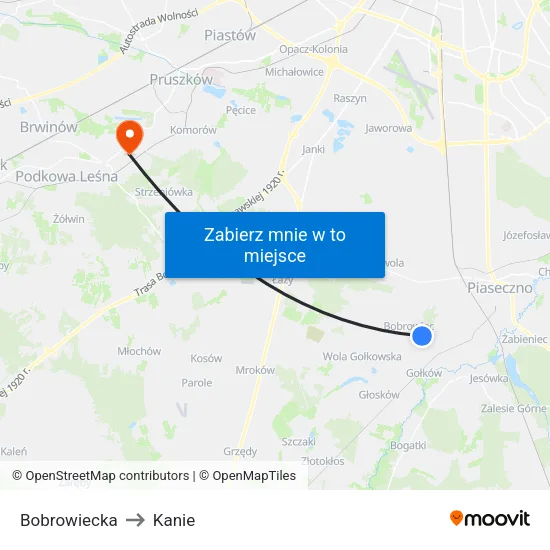 Bobrowiecka to Kanie map