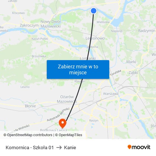 Komornica-Szkoła to Kanie map