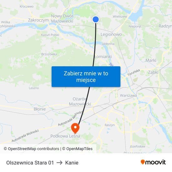 Olszewnica Stara 01 to Kanie map