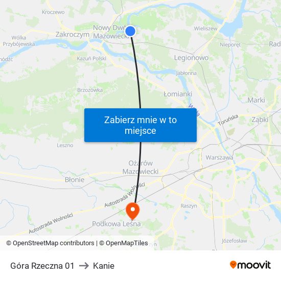 Góra Rzeczna 01 to Kanie map