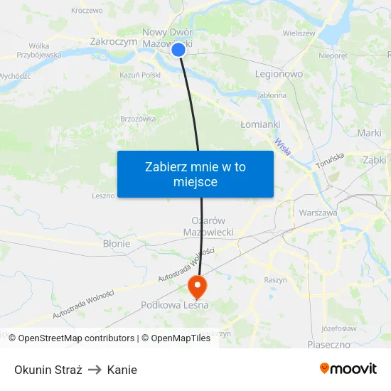 Okunin Straż to Kanie map