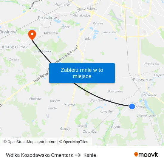 Wólka Kozodawska Cmentarz to Kanie map