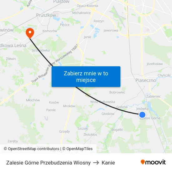 Zalesie Górne Przebudzenia Wiosny to Kanie map
