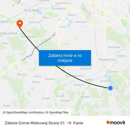 Zalesie Górne Wiekowej Sosny 01 to Kanie map