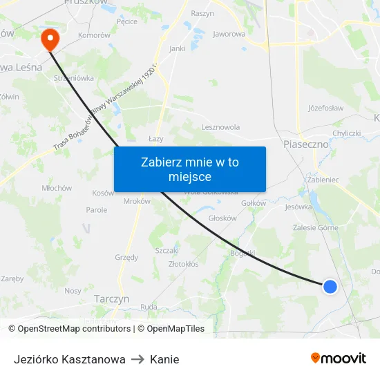 Jeziórko Kasztanowa to Kanie map