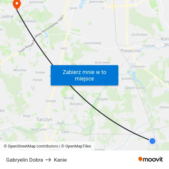 Gabryelin Dobra to Kanie map