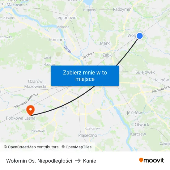 Wołomin Os. Niepodległości to Kanie map