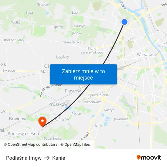 Podleśna - IMGW to Kanie map