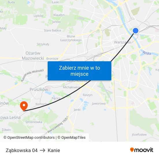 Ząbkowska to Kanie map