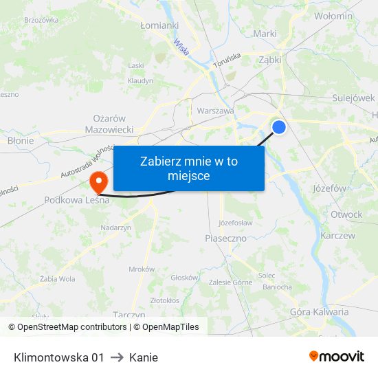 Klimontowska 01 to Kanie map