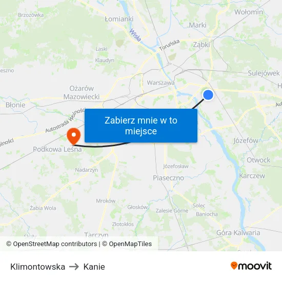 Klimontowska to Kanie map