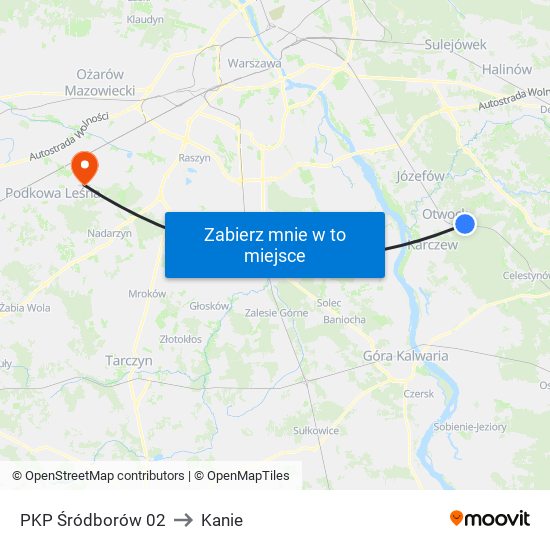 PKP Śródborów 02 to Kanie map