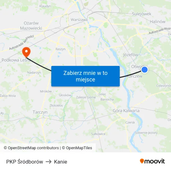 PKP Śródborów to Kanie map