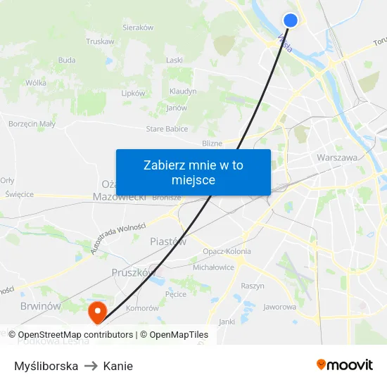 Myśliborska to Kanie map
