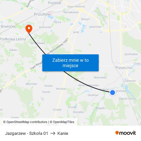 Jazgarzew - Szkoła 01 to Kanie map