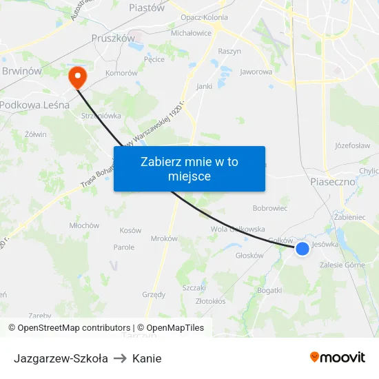 Jazgarzew - Szkoła to Kanie map