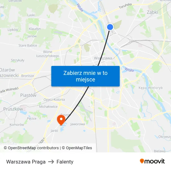 Warszawa Praga to Falenty map