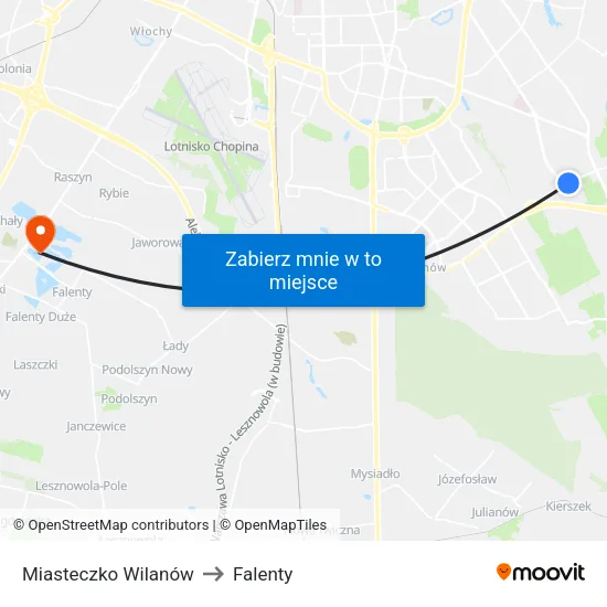 Miasteczko Wilanów to Falenty map