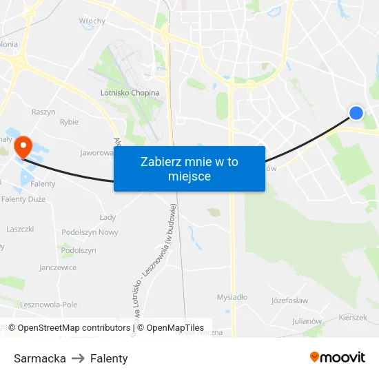Sarmacka to Falenty map