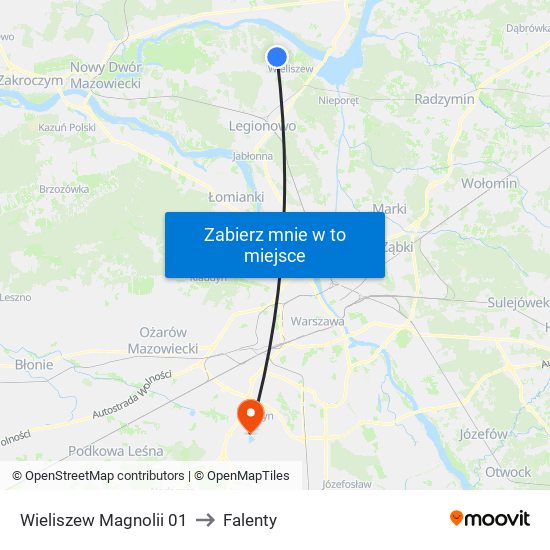 Wieliszew Magnolii 01 to Falenty map