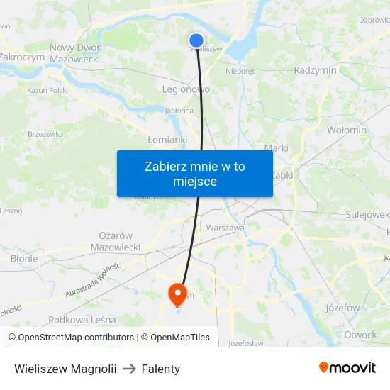 Wieliszew Magnolii to Falenty map