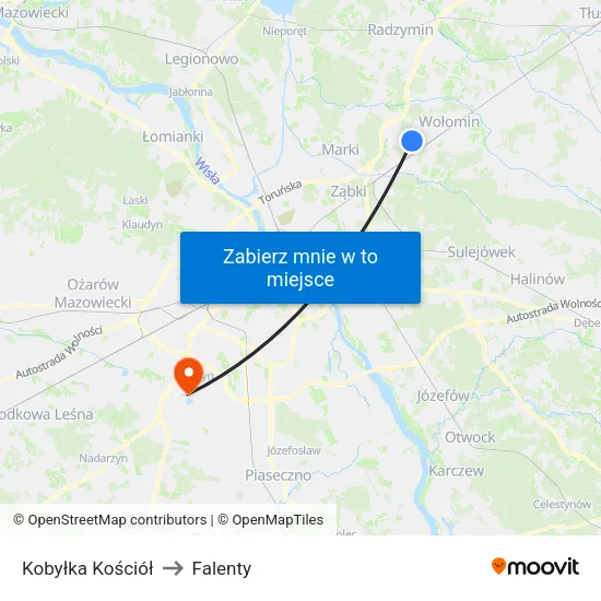 Kobyłka Kościół to Falenty map