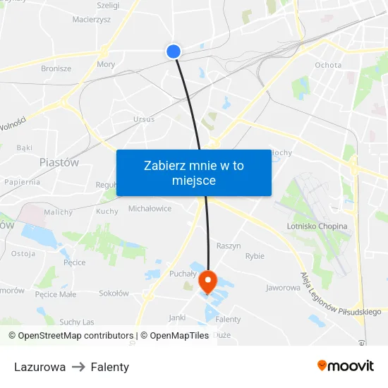 Lazurowa to Falenty map