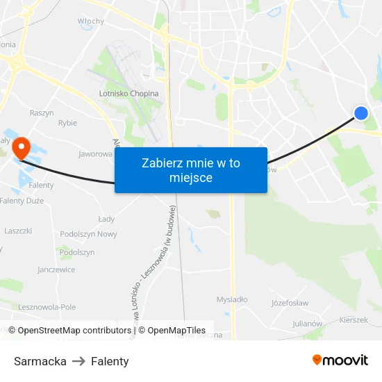 Sarmacka to Falenty map