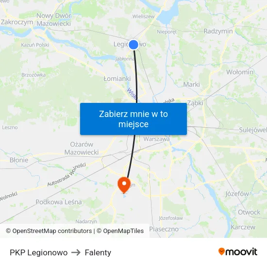 PKP Legionowo to Falenty map