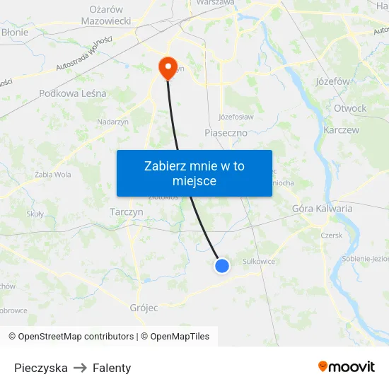 Pieczyska to Falenty map