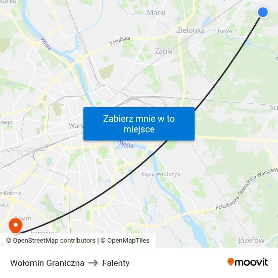 Wołomin Graniczna to Falenty map