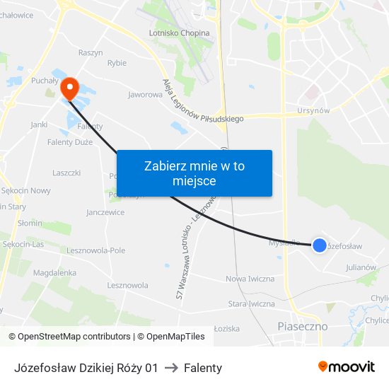 Józefosław Dzikiej Róży to Falenty map