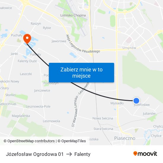 Józefosław Ogrodowa 01 to Falenty map