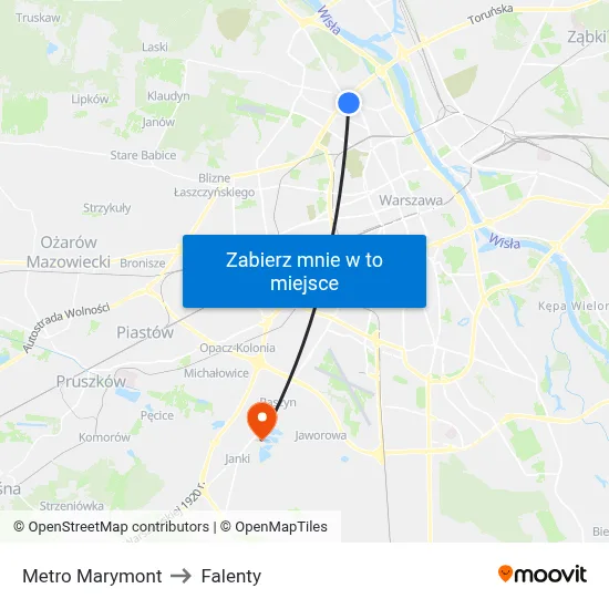 Metro Marymont to Falenty map