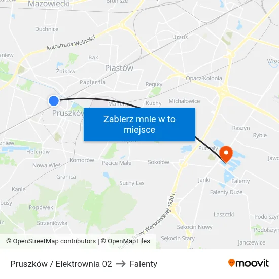 Pruszków / Elektrownia 02 to Falenty map