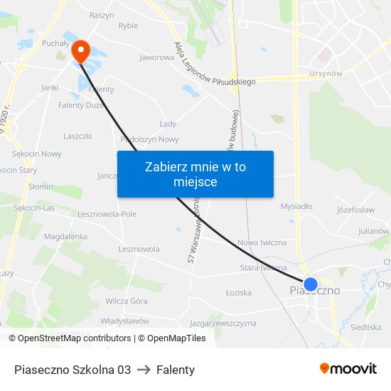 Piaseczno Szkolna to Falenty map