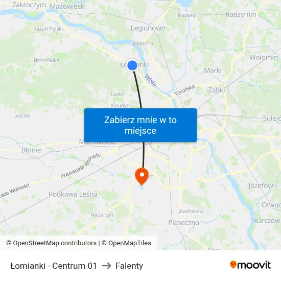 Łomianki - Centrum 01 to Falenty map