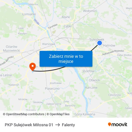 PKP Sulejówek Miłosna 01 to Falenty map