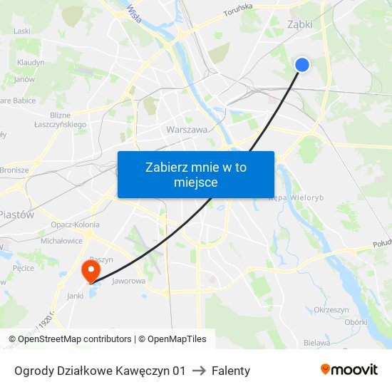 Ogrody Działkowe Kawęczyn 01 to Falenty map