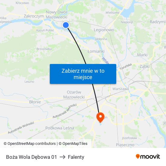 Boża Wola Dębowa to Falenty map