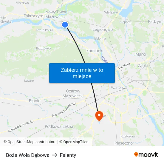 Boża Wola Dębowa to Falenty map