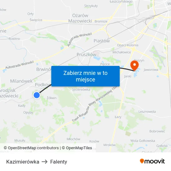 Kazimierówka to Falenty map