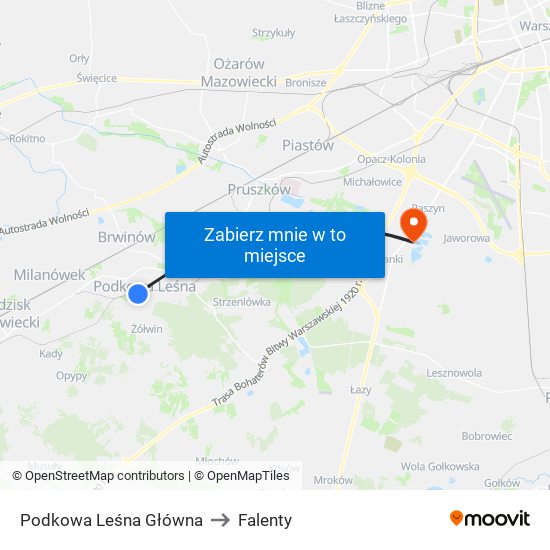 Podkowa Leśna Główna to Falenty map