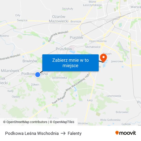 Podkowa Leśna Wschodnia to Falenty map