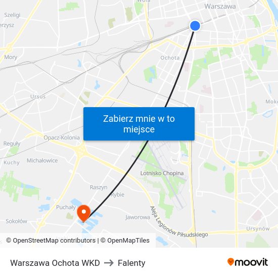 Warszawa Ochota WKD to Falenty map