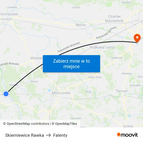 Skierniewice Rawka to Falenty map