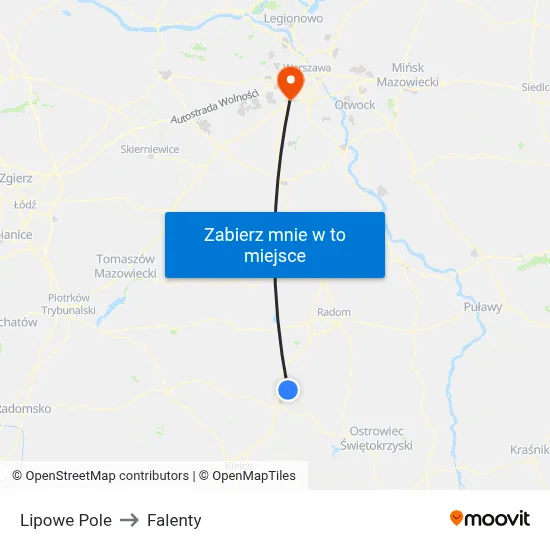 Lipowe Pole to Falenty map