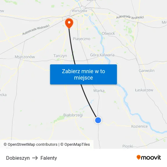 Dobieszyn to Falenty map
