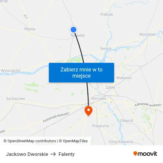 Jackowo Dworskie to Falenty map