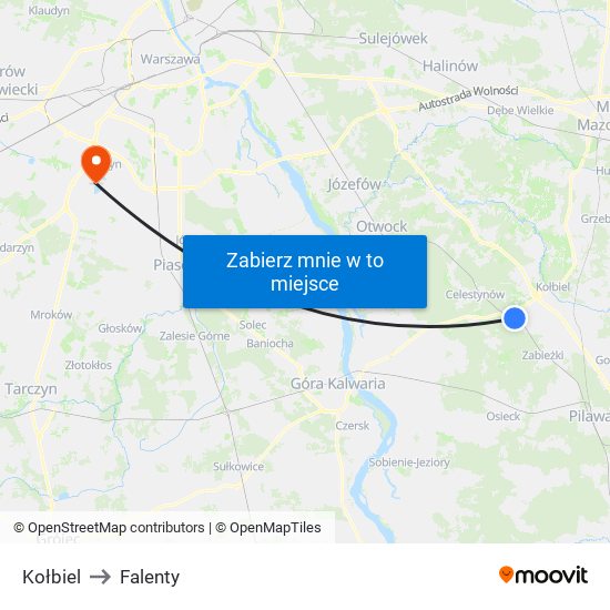 Kołbiel to Falenty map